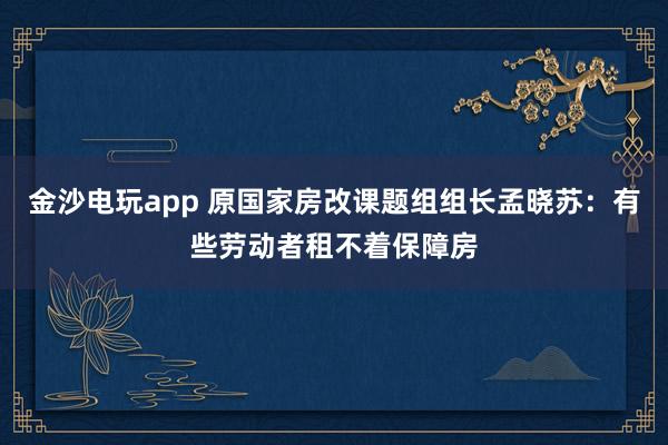 金沙電玩app 原國家房改課題組組長孟曉蘇:有些勞動者租不著保障房