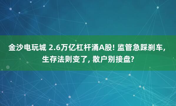 金沙電玩城 2.6萬億杠桿涌A股! 監(jiān)管急踩剎車， 生存法則變了， 散戶別接盤?