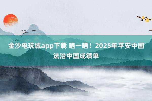 金沙電玩城app下載 曬一曬！2025年平安中國(guó)法治中國(guó)成績(jī)單